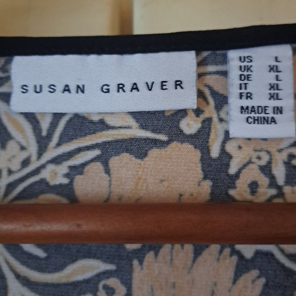 Susan Graver women's tie neck floral print long sleeve top Sz L - Picture 8 of 8